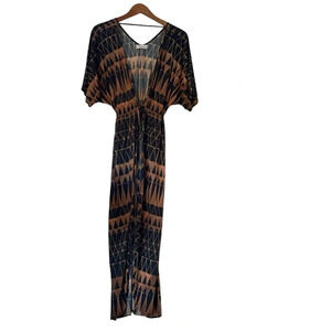 Brigitte Cover Up S Graphic Print Duster Tie-Front Vacation Resort Quiet Luxury